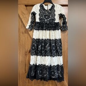 Elegant Black and White Lace dress